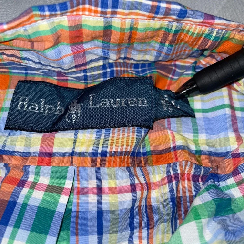 Polo Ralph Lauren Mens Large Plaid Short Sleeve Button Down Shirt Multi-Color